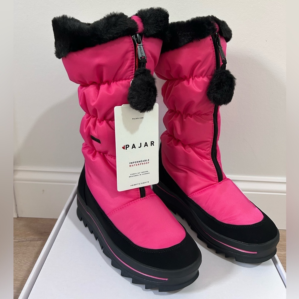 Pajar Canada Toboggan 2.0 Tall Zip Pink Barbiecore Snow Boot Sz 7 and 11 NWT